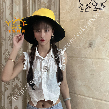 韓版雙面女裝漁夫帽 Korean style double-sided women's fisherman hat YYC000116