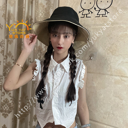 韓版雙面女裝漁夫帽 Korean style double-sided women's fisherman hat YYC000116