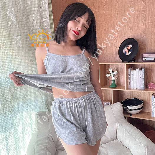 吊帶背心短褲睡衣套裝 (仿真絲) Camisole shorts pajamas set (Silk Fabric) YYC000038