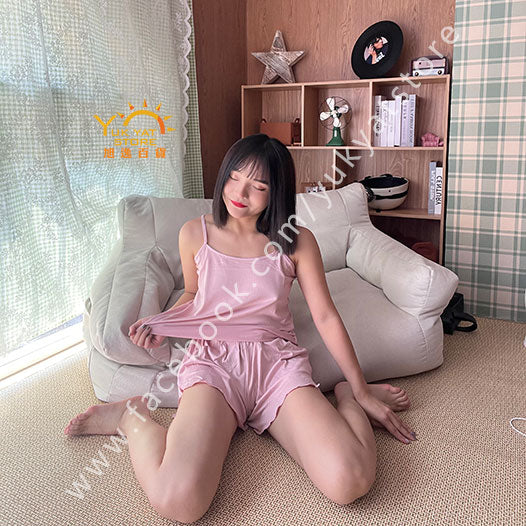 吊帶背心短褲睡衣套裝 (仿真絲) Camisole shorts pajamas set (Silk Fabric) YYC000038