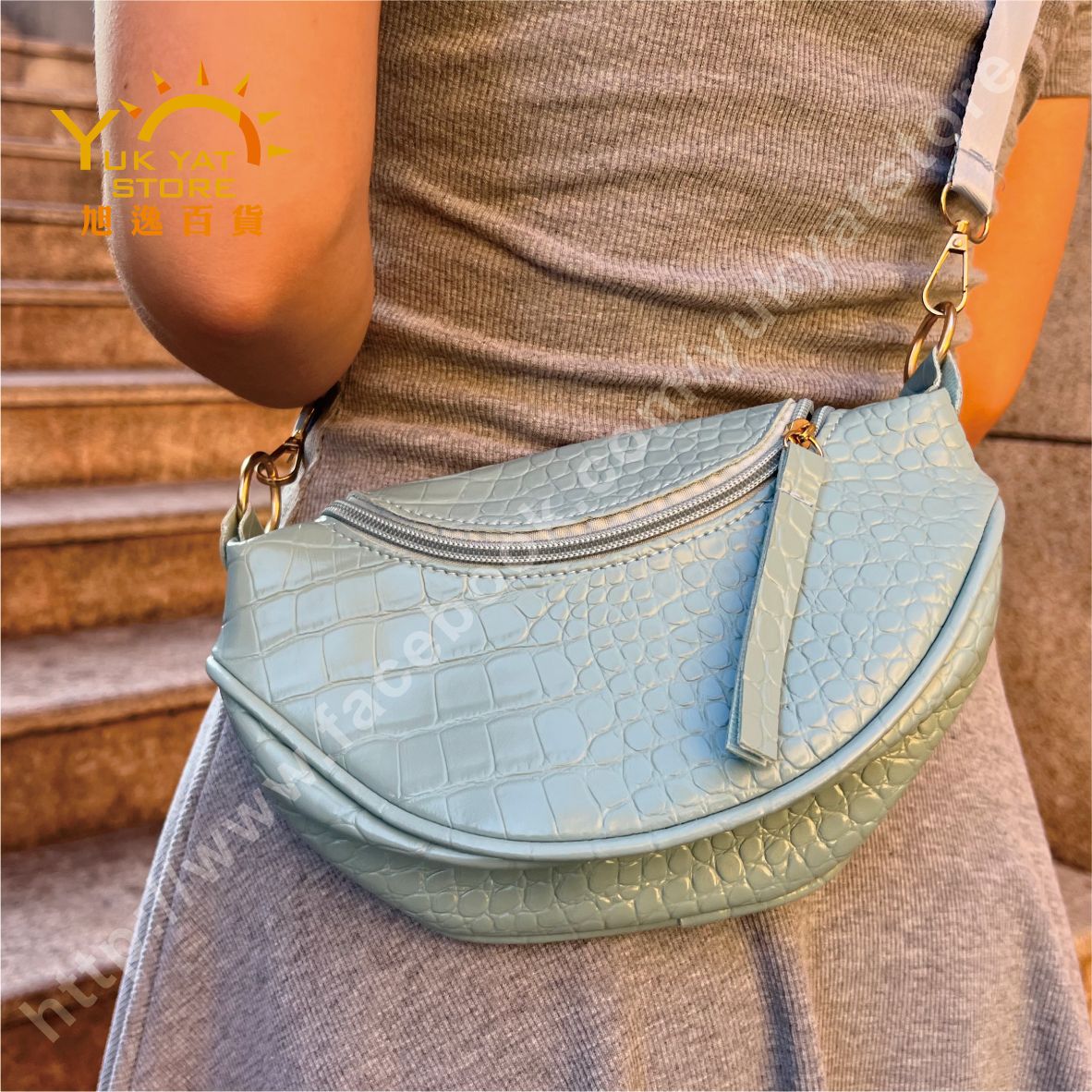 時尚馬鞍形鱷魚紋斜揹包 Fashion saddle crocodile pattern cross-body bag YYC000078